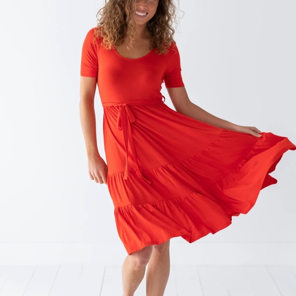 Bums and Roses Dresses & Skirts - Little Bum Bums / Bums & Roses Red Natural Bamboo Dress